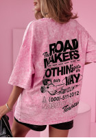 Dlhý Tričko z nadrukiem The Road Makers ružový