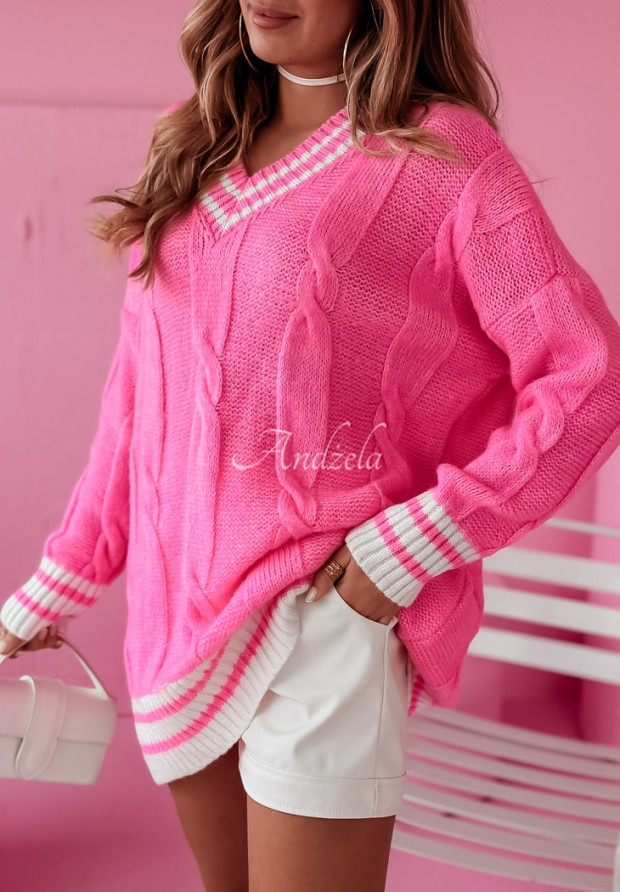 Ozdobne pletený sveter My Wish ružový