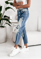 Nohavice džínosové z ozdobnymi aplikacjami Kisses And More modré