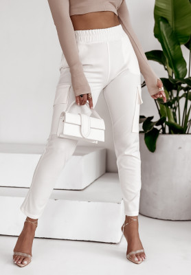 Látkové nohavice s vreckami Aminess biele