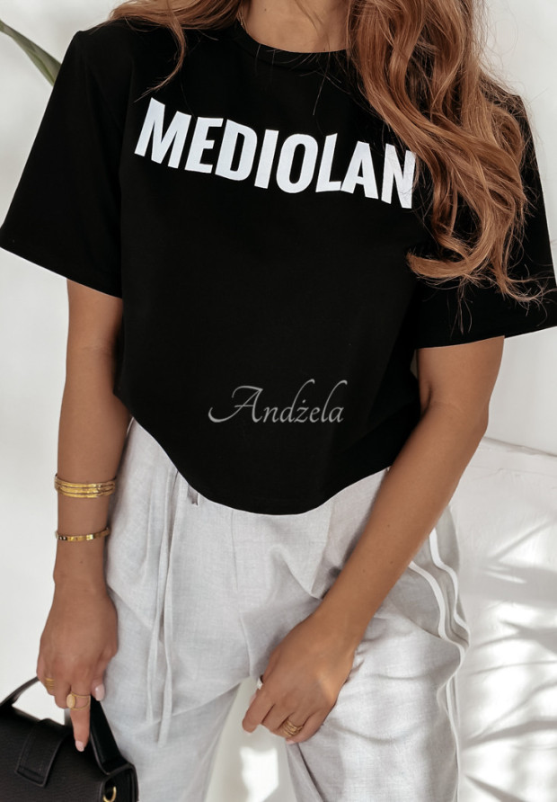 Krátke tričko s potlačou Mediolan čierne
