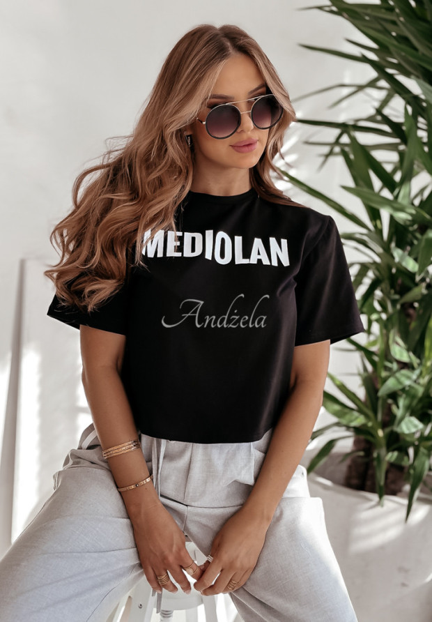 Krátke tričko s potlačou Mediolan čierne