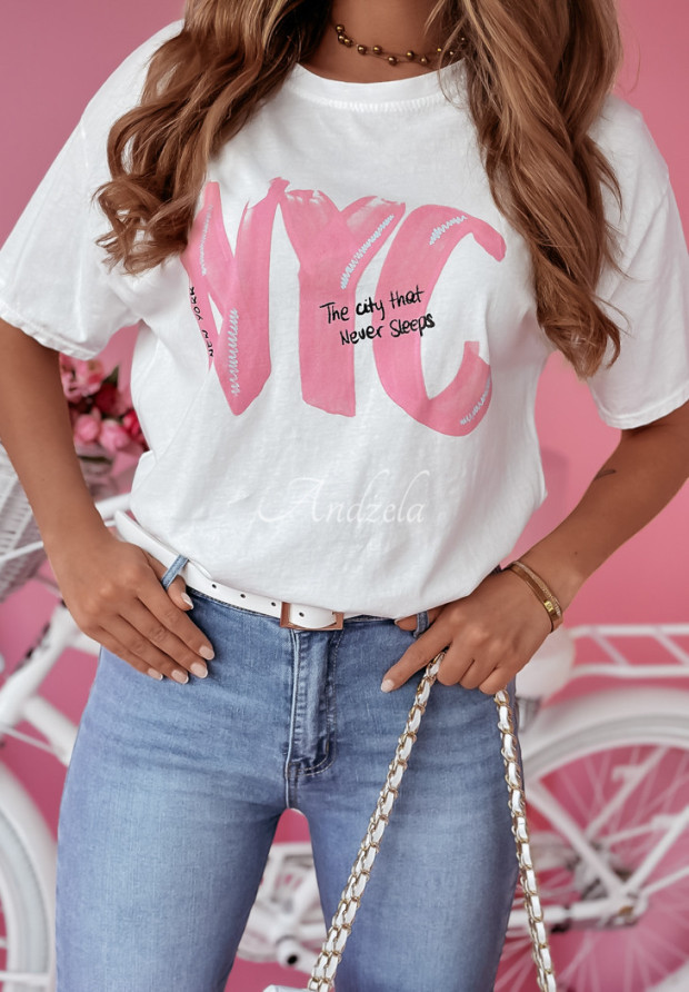 Tričko s potlačou NYC New York ružový
