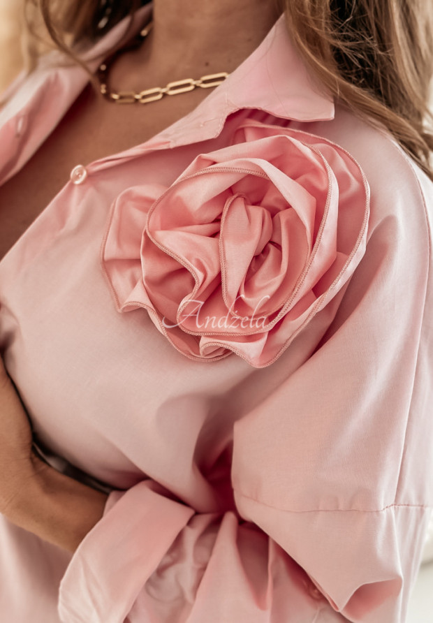 Asymetrická košeľa s ružou Blossom Hues ružová