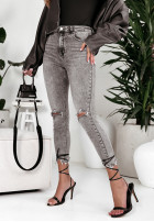 Nohavice džínosové z przetarciami Spread Positivity sivé