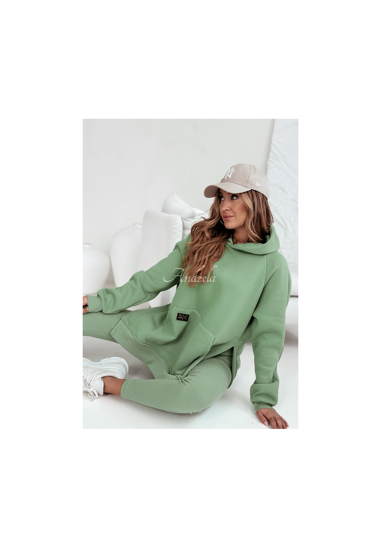 Mikina s vreckom s kapucňou Siempre khaki