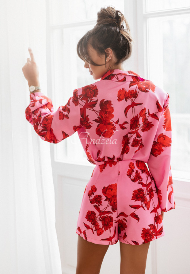 Kvetinové sukňo-šortky La Milla Peony Blessings ružovo-červené
