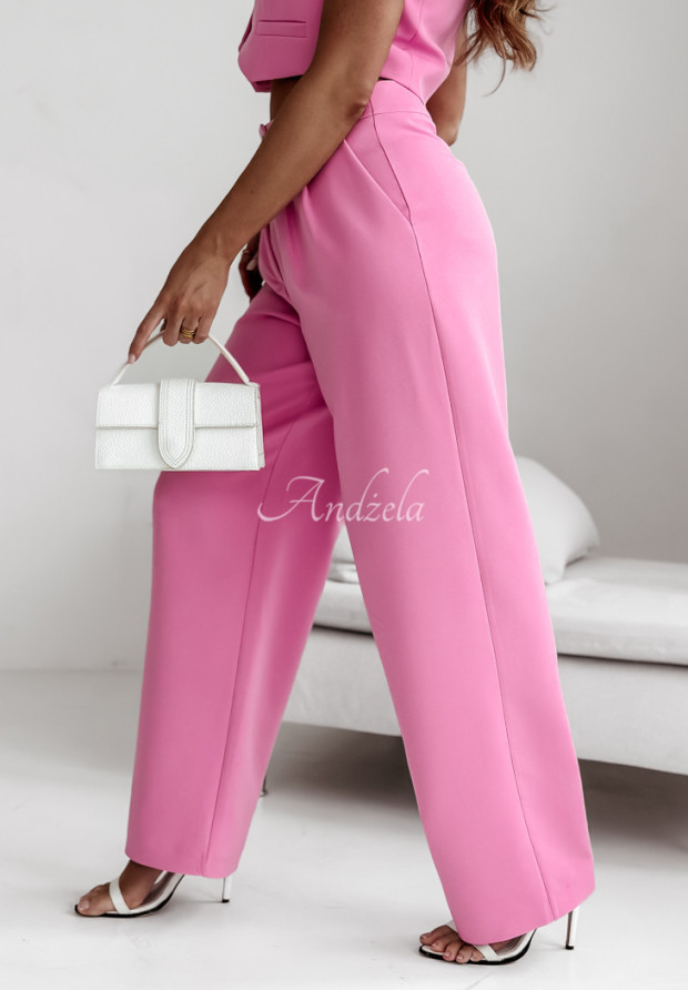 Elegantné nohavice wide leg Girls Rules ružové