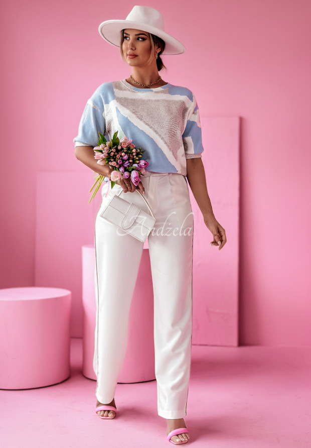 Vzorovaný sveter Velvet Horizon béžovo-ružový