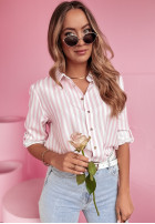Košeľa w paski Clemence biało-ružová