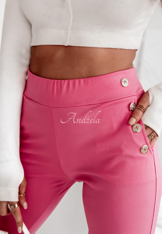 Látkové nohavice s gombíkmi Alendra ružové