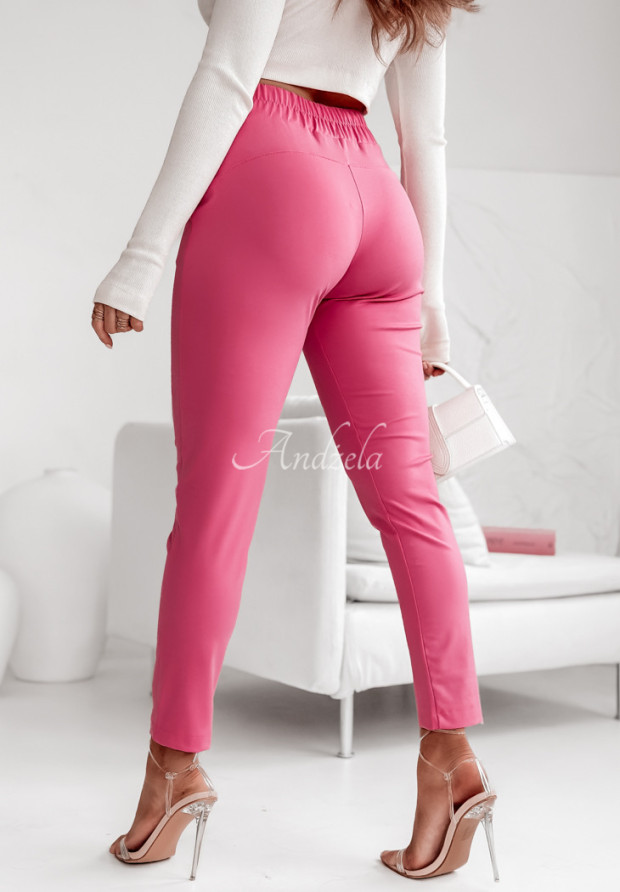 Látkové nohavice s gombíkmi Alendra ružové