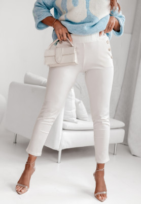 Látkové nohavice s gombíkmi Alendra biele