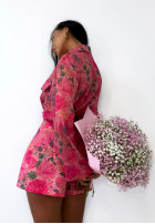Kwieciste spódnico-spodenki Peony Blessings ružové
