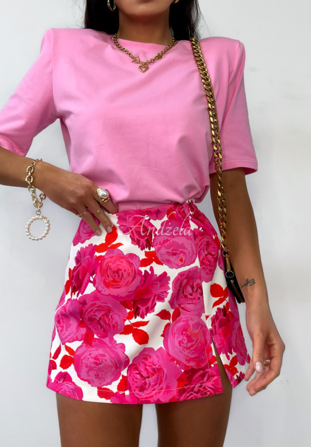 Kvetinové sukňo-šortky La Milla Peony Blessings bielo-ružové