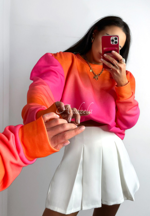 Mikina s ombré efektom La Milla Color Dripping oranžovo-ružová