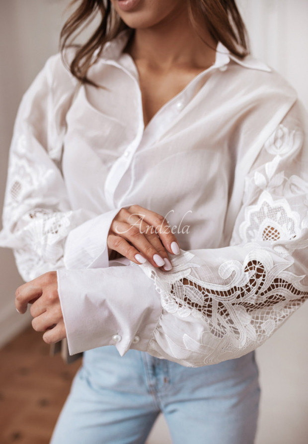 Košeľa s čipkovanými rukávmi Cocomore Flowing Fairy ecru