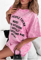 Dlhý Tričko z nadrukiem People Think ružový