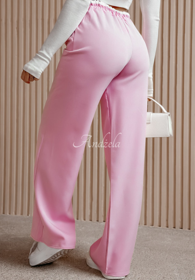 Elegantné nohavice wide leg Path To Success ružové