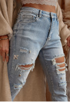 Nohavice džínosové z przetarciami High Five svetlomodré