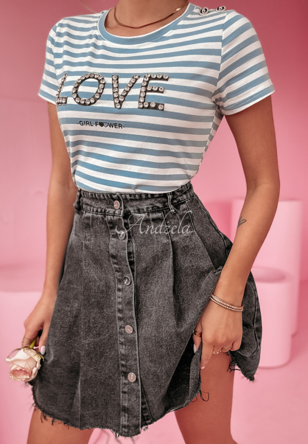 Krátke tričko pásikavé Lovely Stripes bielo-modrý