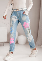 Nohavice džínosové z nadrukiem Garden Mirage svetlomodré