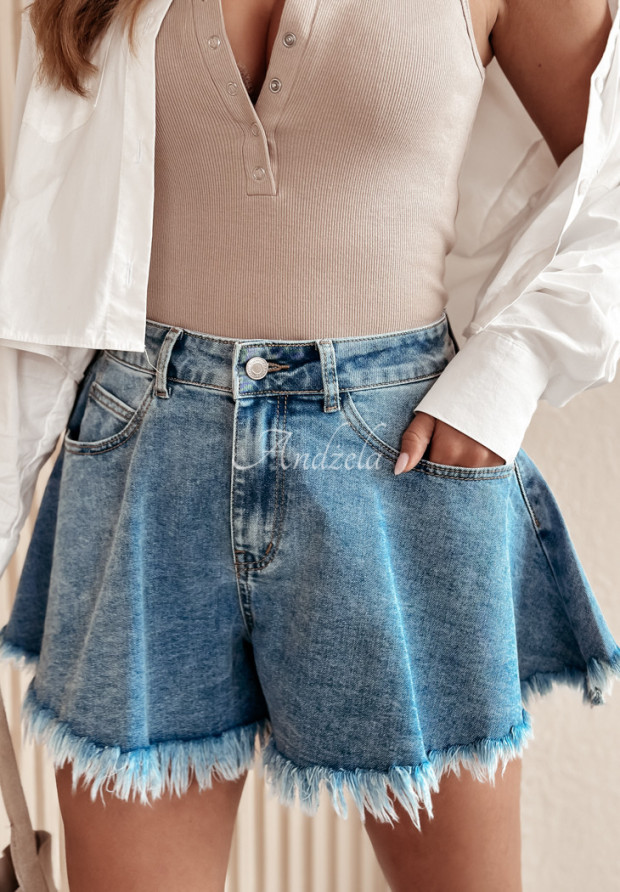 Džínsové šortky so širokými nohavicami Short Story modré