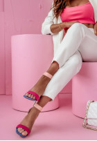 Sandále z imitacji zamszu na obcasie Femme & Fortune niebiesko-ružové