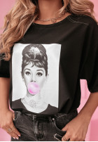 Tričko z nadrukiem Bubblegum Lips čierne