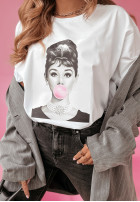Tričko z nadrukiem Bubblegum Lips Biela