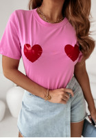Tričko z nadrukiem Two Hearts Together ružový