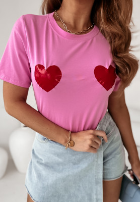 Tričko s potlačou Two Hearts Together ružový