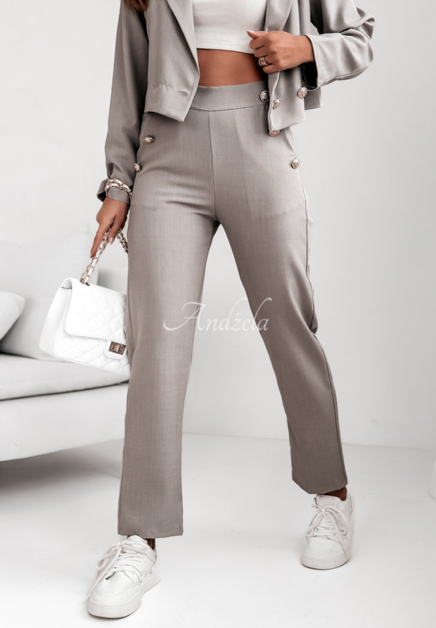 Elegantné nohavice s gombíkami Self-Love Revolution sivé