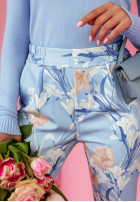 Eleganckie Nohavice w kwiaty Blossom Radiance modré