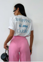Tričko z nadrukiem La Milla Shopping Is My Cardio Biela