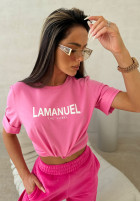 Tričko z nadrukiem La Manuel After ružový