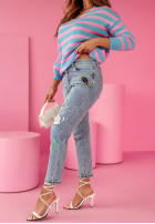 Nohavice džínosové z ozdobnymi aplikacjami Special Place svetlomodré