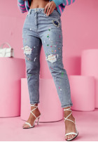 Nohavice džínosové z ozdobnymi aplikacjami Special Place svetlomodré