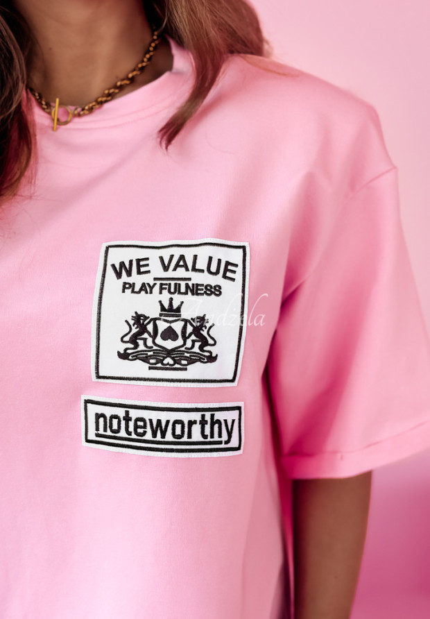 Tričko s výšivkou We Value ružový