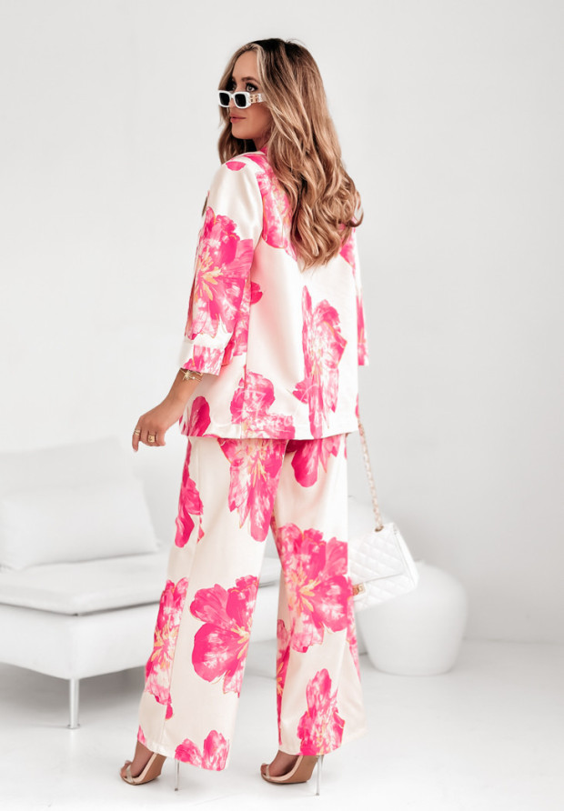 Kvetinový dámsky oblek Garden Glimmer béžovo-ružový