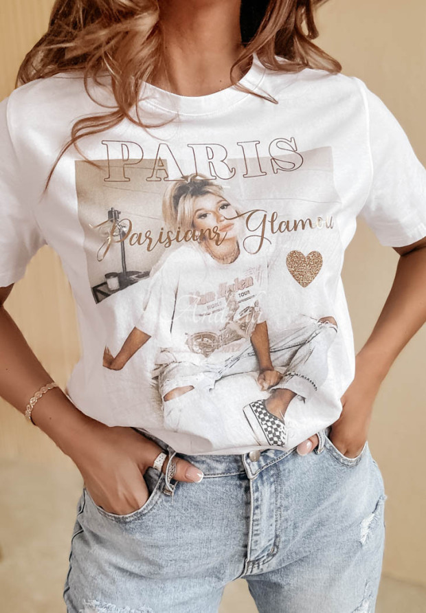 Tričko s potlačou Paris Glamour Biela