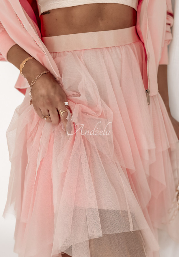 Tylová sukňa midi Elisabeth bledo ružové