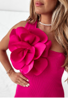 Prążkowana Šaty z kwiatem Seraphina ružová