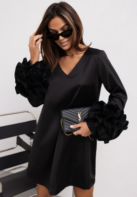 Šaty s volánikmi Cocomore Feminine Allure čierna