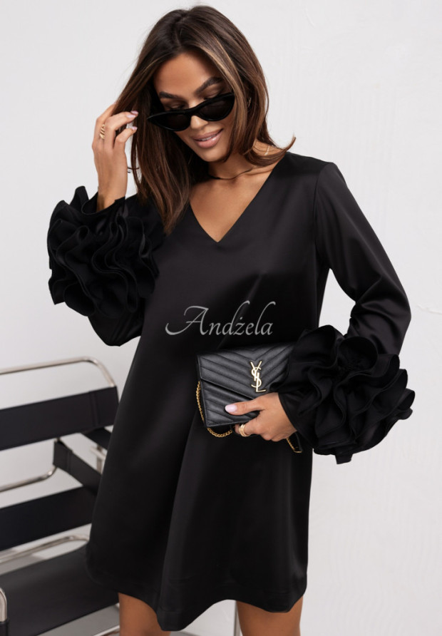 Šaty s volánikmi Cocomore Feminine Allure čierna