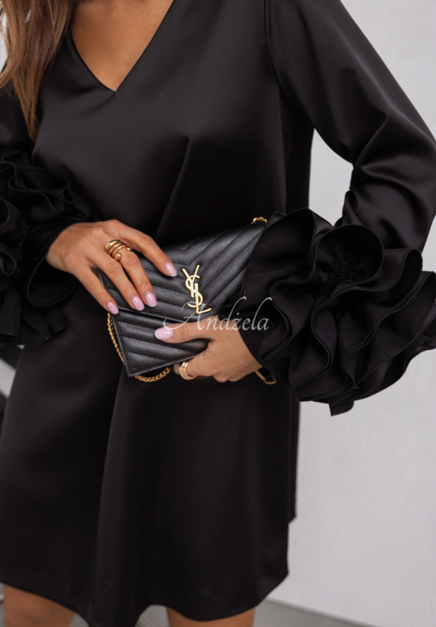 Šaty s volánikmi Cocomore Feminine Allure čierna