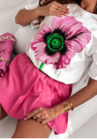 Krótkie spódnico-spodenki z plisami Venice Beach ružové