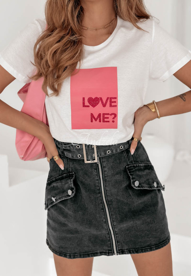 Tričko s potlačou Love Me bielo-ružové