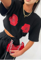 Tričko z nadrukiem La Milla Sweet Roses čierne