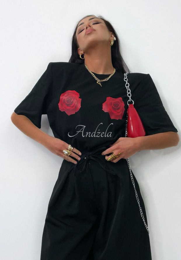 Tričko s potlačou La Milla Sweet Roses čierne